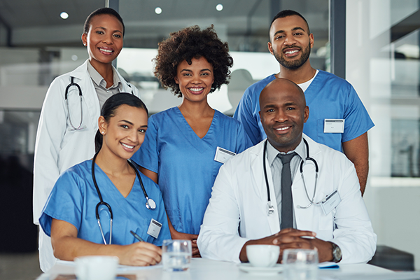 Nurses pose in a group.