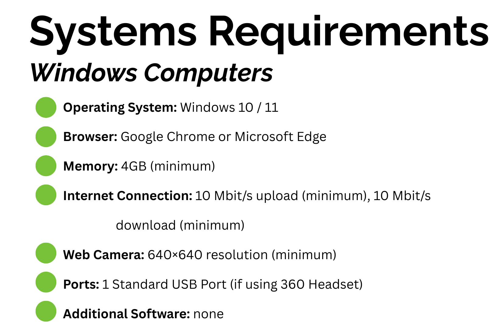 Systems Requirements - Windows