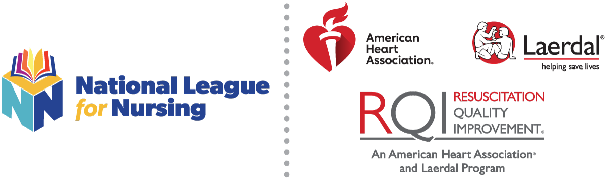 NLN, AHA, Laerdal, and RQI logos