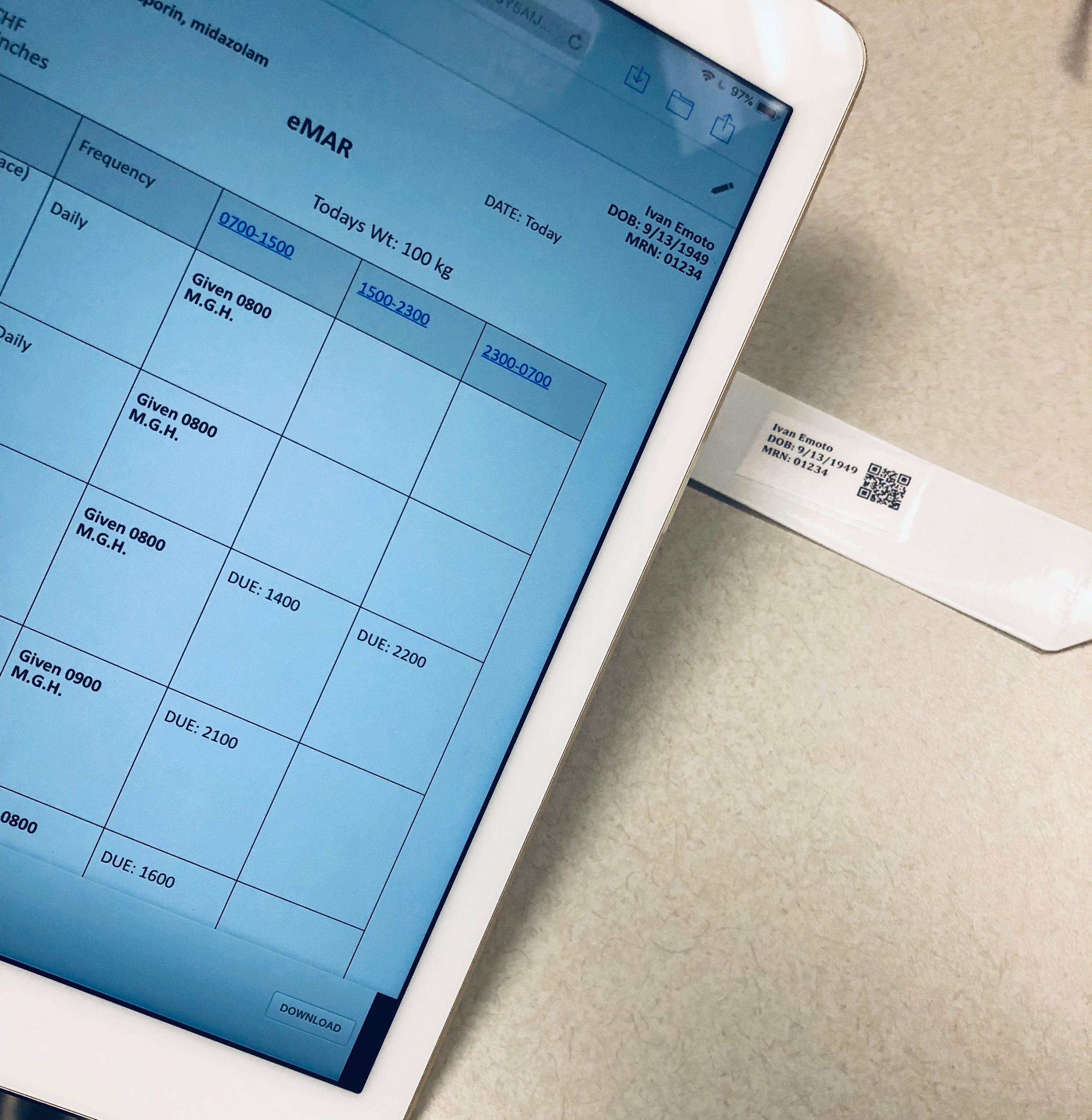 Free Barcode Patient ID Band & EHR