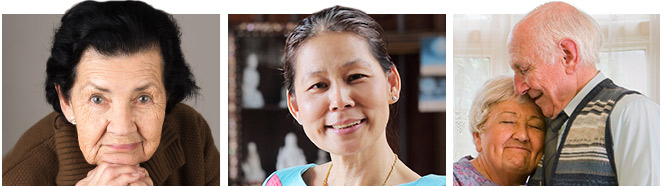 ACE-Z tryptich Three photos of older adults