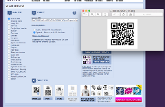 screenshot of QR Code Generator webpage with a pop-up displaying a QR code png file
